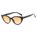 Retro cat-eye sunglasses with black frame and orange gradient lenses for women - Black Frame Tea Lens