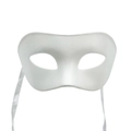 Minimalist white half-face masquerade mask for men with silk ties on a white background - White Frosted
