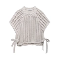 Haut tricoté blanc cassé pour femme avec texture ajourée et nœuds sur les côtés - S / Gris clair