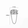 Silver cartilage ear cuff with cubic zirconia chain detail showing dimensions 2.09cm by 1.17cm - Cross Chain Style-Silver (5#)