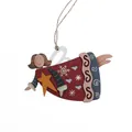 Hand-painted wooden angel Christmas ornament in red and blue colors, size 13x9cm - Wooden Angel Style B
