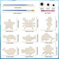 DIY sea animal wooden wind chime kit with brushes, eyes, and unfinished sea creatures - 9Pcs Ocean Animal Kit