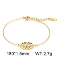 Bracciale a loto in acciaio inossidabile dorato con zircone, 180mm, peso di 2,7g - Bracciale Oro