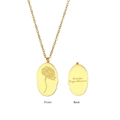 Collier ovale en acier inoxydable plaqué or 18 carats, chrysanthème de novembre - Novembre Chrysanthème