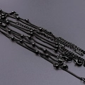Detail of 1.5mm black stainless steel ball chains with lobster clasps and S.STEEL tags - Black