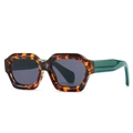 Modern irregular oversized sunglasses with tortoiseshell frames and dark green temples - Leopard Print (C5)