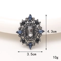 Retro Kristallblumen-Anhänger in Dunkelblau und Grau, Größe 4,3cm x 3,5cm - Retro Edelsteinblüte (Grau)