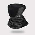 Dunkelgraue Sport Sonnenschutzmaske mit schwarzem Netzgewebe und Bergsymbol Print - Eleganter Grau