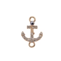 Detailed view of a gold anchor pendant featuring rhinestones and an evil eye bead charm - Gold Anchor / 10 Pieces Pack