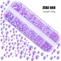 12-grid box with purple iridescent flatback rhinestones for nail art DIY designs - Light Purple AB (ZSHZ-888)