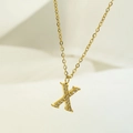 Elegant gold plated titanium steel necklace featuring a crystal paved letter K pendant - Letter X / Gold