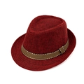 Deep red linen jazz hat for kids with striped band for sun protection style - 54cm / Red