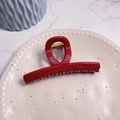 Detail of a large red hair claw clip with a gold metal spring on a ceramic plate - China Red - Butterfly Buckle Straight (Approx 11.3cm)