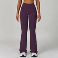 High-waisted flared yoga pants in dark purple with a slim fit and elastic sports fabric - Dark Purple