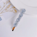 Pince à cheveux élégante à fleurs en cristal bleu clair avec base dorée pour femmes - Bleu