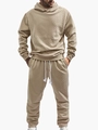 Khaki heren trainingspak set met hoodie met ruitpatroon en bijpassende joggingbroek - S / Khaki