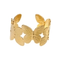 Elegant gold butterfly open cuff bracelet with detailed realistic wing texture - Gold Five Butterflies
