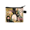Flat mini coin purse with forest fairy tale illustration and black zipper closure - 4-Forest Fairy Tale