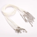 White 1.5mm waxed cord necklace with silver lobster clasp and extension chain - 1.5mm*45cm / White