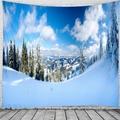 Tapiz de pared con paisaje de montaña nevada e invierno para decoración de casa - 150x130cm / Estilo 1