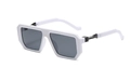Chic retro square sunglasses featuring thick white frames and dark tinted lenses - Porcelain White Frame Grey Lens C3