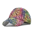 Berretto da baseball tie-dye con stampe di foglie colorate, glitter oro e linee metalliche - Stile Cinese 01