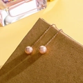 Eleganti orecchini a catena lunga in oro rosa con pendenti a sfera opaca e stile minimal - Orecchino a Filo Sfera Opaca 5mm Oro Rosa