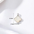 Detail of 14K gold filled clover pendant with shell inlay and technical dimensions - Palladium H-11055 Clover
