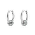 S925 sterling silver hoop earrings with blue turquoise beads and engraved S925 hallmark - Bead Pendant Style (Model G) / White Gold