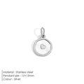 Ciondolo a cuore in acciaio inossidabile con intarsio in conchiglia bianca 15x13mm - Cuore Tondo con Conchiglia Bianca / Argento