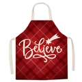 Delantal de Navidad a cuadros rojo oscuro con texto Believe blanco y estampado de estrella - 47x38cm (Niños) / Estilo 11/Cuadros Rojo Negro Believe