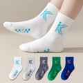 Set of 5 cotton crew socks in assorted colors with 'K' letter and checkered pattern - 3-5 Years (Foot 13-15cm) / 5 Pairs / Letter K Pattern