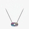 Collana in argento S925 nero con pietre colorate e pendente a stella traforato - Argento Sterling S925 (Nero Zirconia Multicolore)