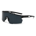 Sporty cycling sunglasses with large grey lenses and black frames for outdoor activities - Large Frame Sports Style (83151) / Dark Grey