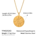 Gouden roestvrijstalen zonnepatroon hanger ketting met maatinformatie in detail - Zonpatroon Ronde Ketting Stijl (YYN025263)