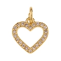 Ciondolo a cuore dorato con design traforato e cristalli brillanti per gioielli fai da te - Cuore Vuoto