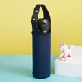 Navy blue 750ml neoprene water bottle sleeve with adjustable black shoulder strap - Navy Blue