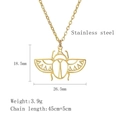 Gold stainless steel geometric beetle necklace with hollow out design and detailed dimensions - Beetle Style (LN1827 Gold)