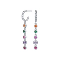 C-shaped twist woven earrings with colorful zircon gemstones in high-grade S925 silver - 12-Gold Rainbow Array Earrings