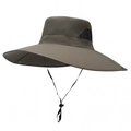 Army green wide brim sun hat with breathable mesh and adjustable chin strap - 15CM Brim / Army Green