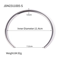 Macro-opname van zilveren stalen choker met 11,4cm binnendiameter en gewicht van 84,9g - Zilver (JDN2311005-S)