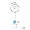 Bracciale anello in argento con pietra turchese e perle con misure dettagliate incluse - Grano di Turchese Ovale Singolo (S2406-8)