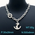 Collana con ciondolo a forma di ancora in acciaio inossidabile argento con chiusura OT - Collana Argentata (KN202629-Z)