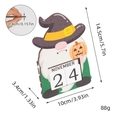 Dettaglio del calendario gnomo di Halloween in legno con dimensioni e specifiche tecniche - XT512D-Gnomo Mago