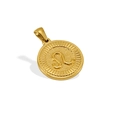 Golden Leo zodiac pendant necklace in 18K finish with sunburst textured edge - Leo - Single Pendant