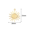 25mm Gold stainless steel sun face pendant charm for DIY jewelry making - 2 Pcs/Pack / Sun Smile Face Gold Style 3