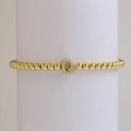 18k gold plated beaded elastic bracelet featuring a micro-paved zircon letter Q charm - Letter Q