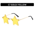 Fashionable rimless star sunglasses with yellow lenses and golden metal frame - Gold Frame Yellow Lenses