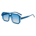 Retro double bridge square sunglasses with transparent blue frames and gradient lenses - Blue Frame Blue Gradient Lens