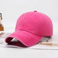 Washed cotton baseball cap in vibrant rose pink with a vintage distressed finish - Rose Red